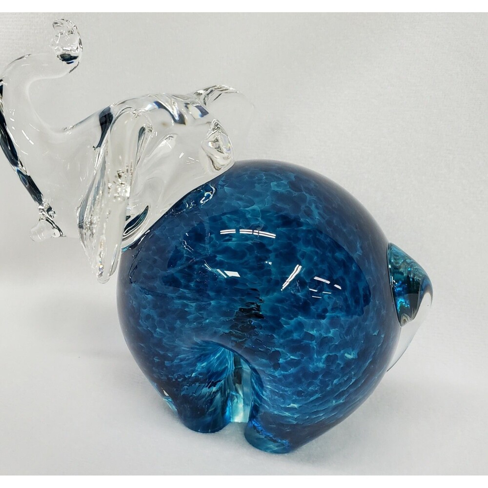 Elephant Blue Glass Crystal Figurine Paperweight